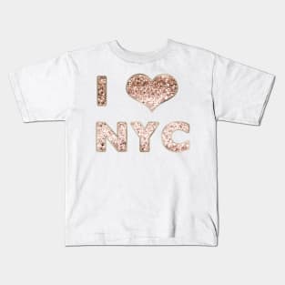 I heart NYC - rose gold glitter Kids T-Shirt